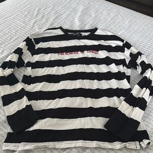 Black and White Striped Long Sleeve Shirt